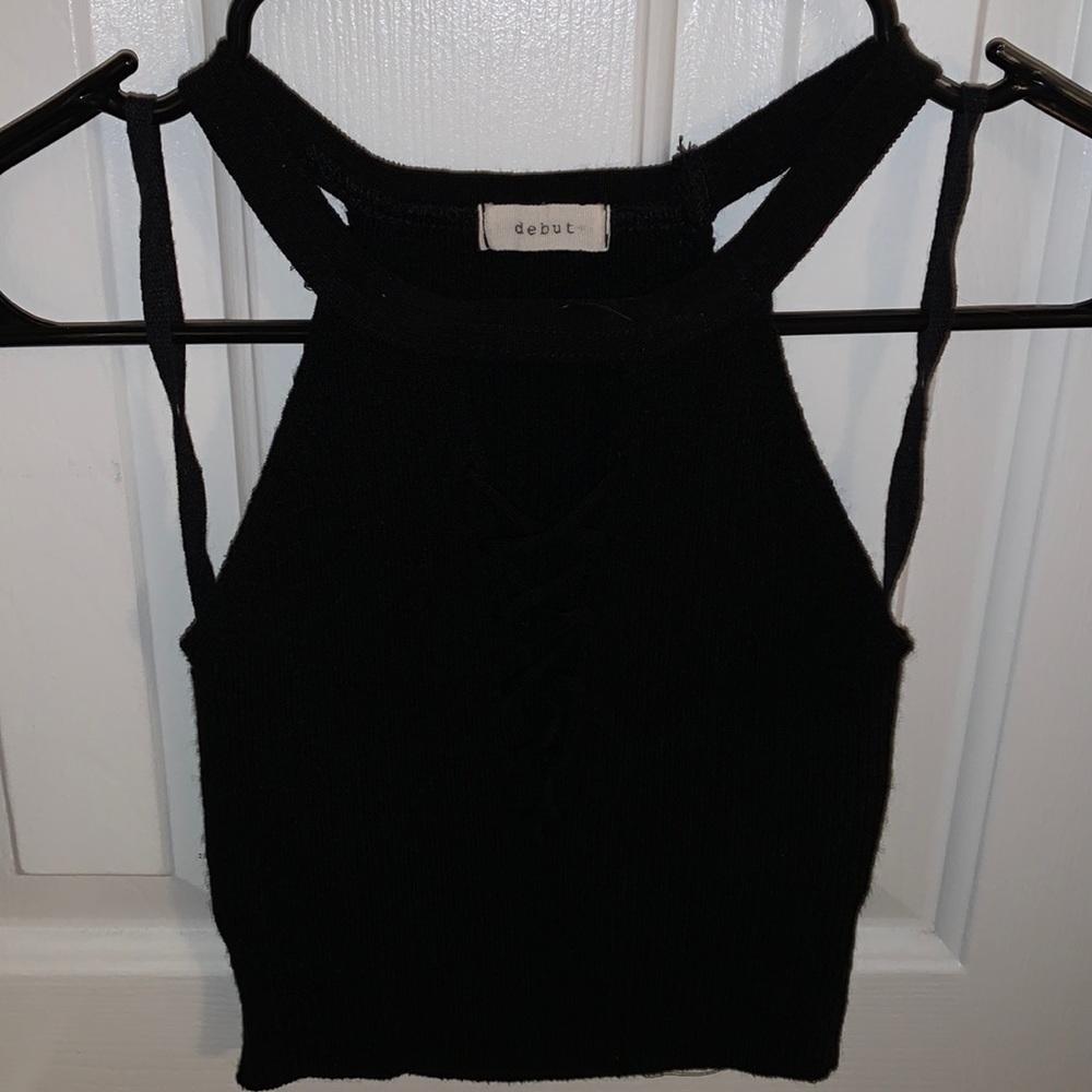 Black Halter Crop Top